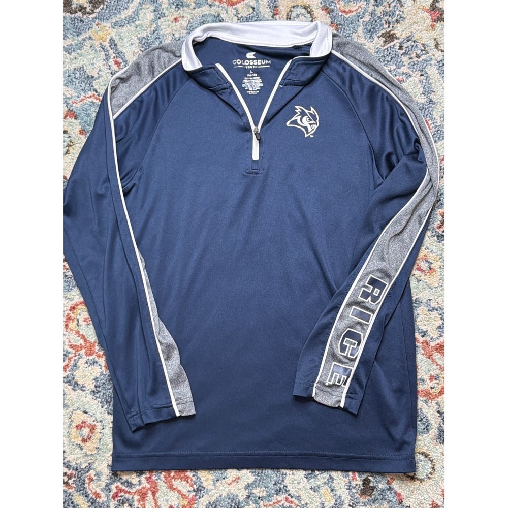 Colosseum Rice Owls Quarter Zip Boys Youth Large 16-18 Navy Blue Pullover EUC